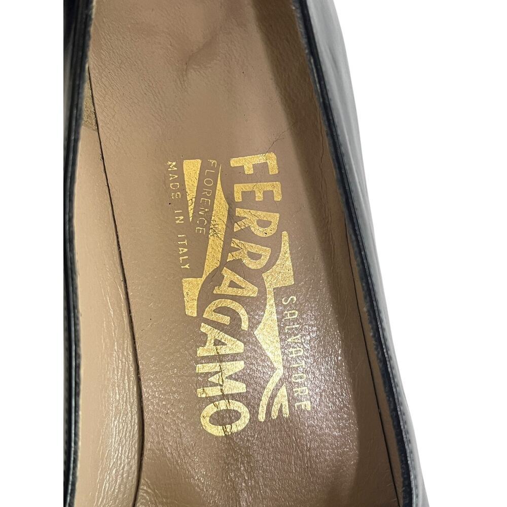 80s Vintage Salvatore Ferragamo Italian Bow Leather Pumps Size 7 Extra Narrow - Picture 9 of 12